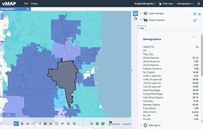 Distinguish between different color blocks to show area division