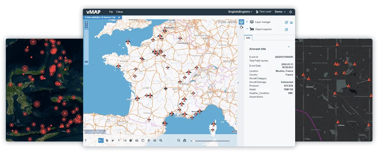 Distribution of crime statistics in the vMAP