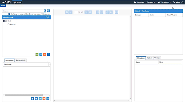 Example page for creating a workflow in reDMS