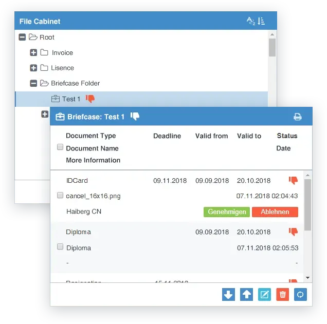 document status page in reDMS