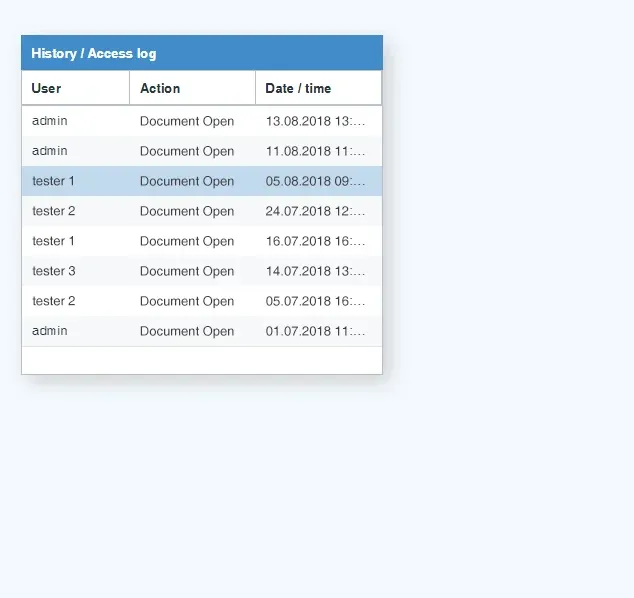 history/access log window