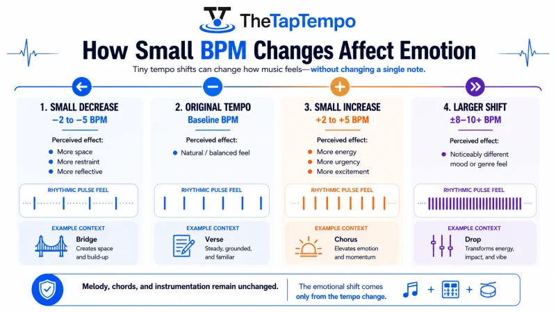 How BPM changes affect music emotion, energy, urgency, and restraint