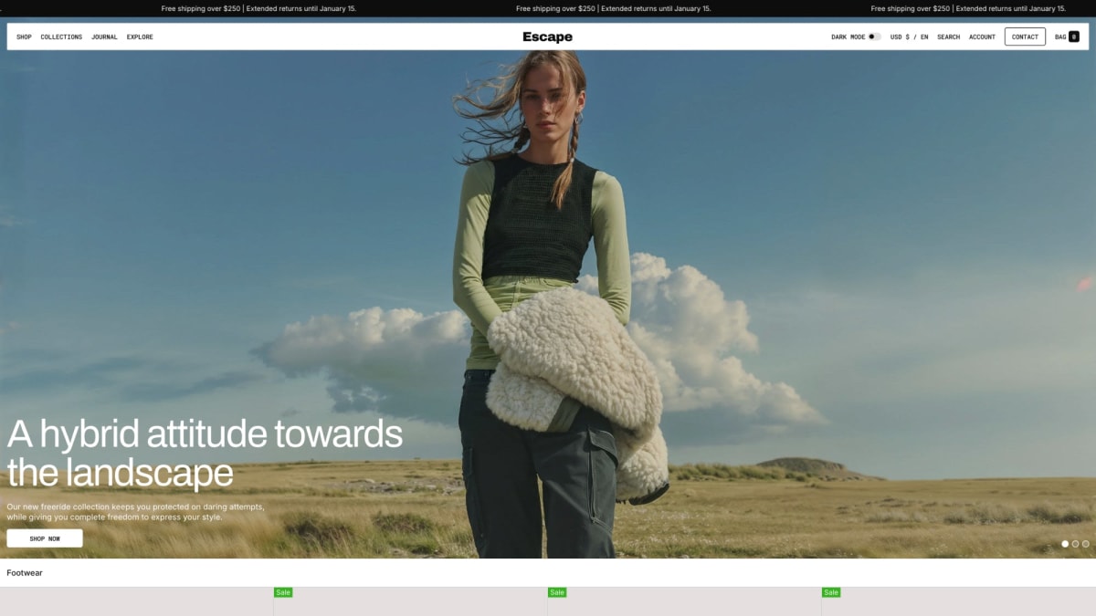 Escape Shopify theme