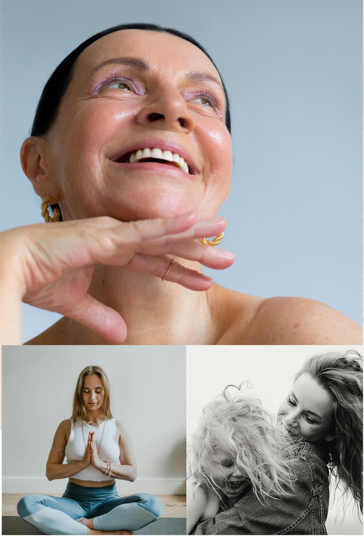 Woman with hand on chin