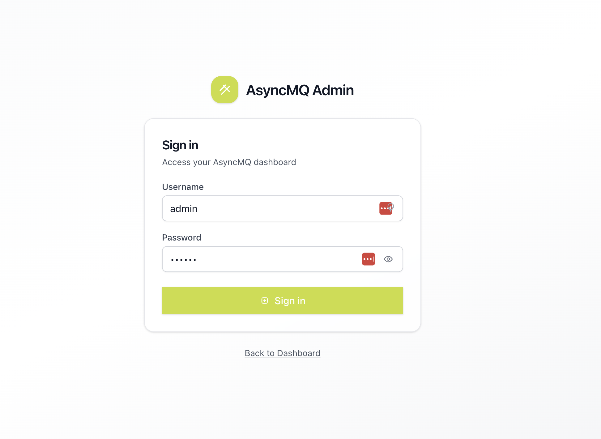 Dashboard Login Placeholder