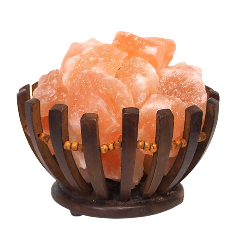 Wooden Bowl Basket With Salt Chunks