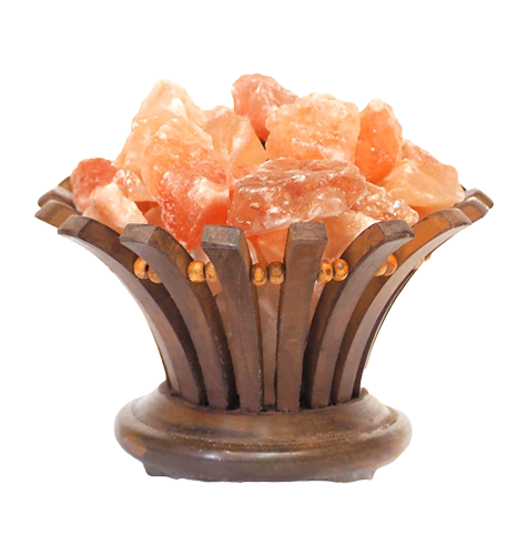 Wooden Flower Basket With Salt Chunks