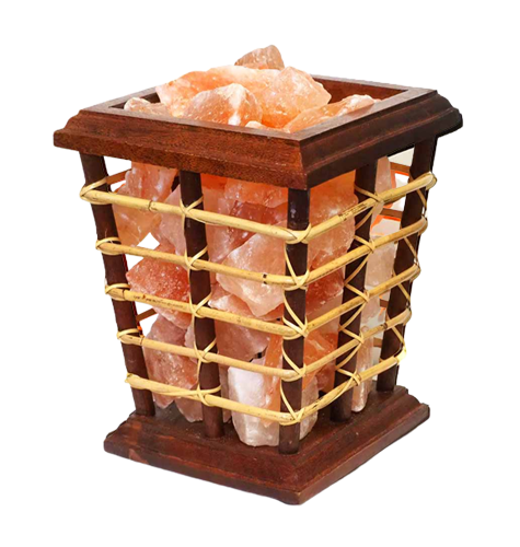 Wooden Vase Basket With Salt Chunks