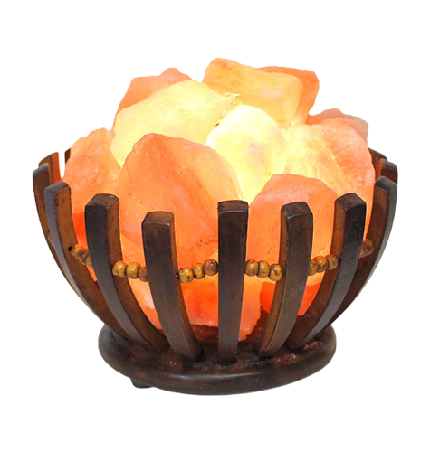 Wooden Bowl Basket With Salt Chunks 2