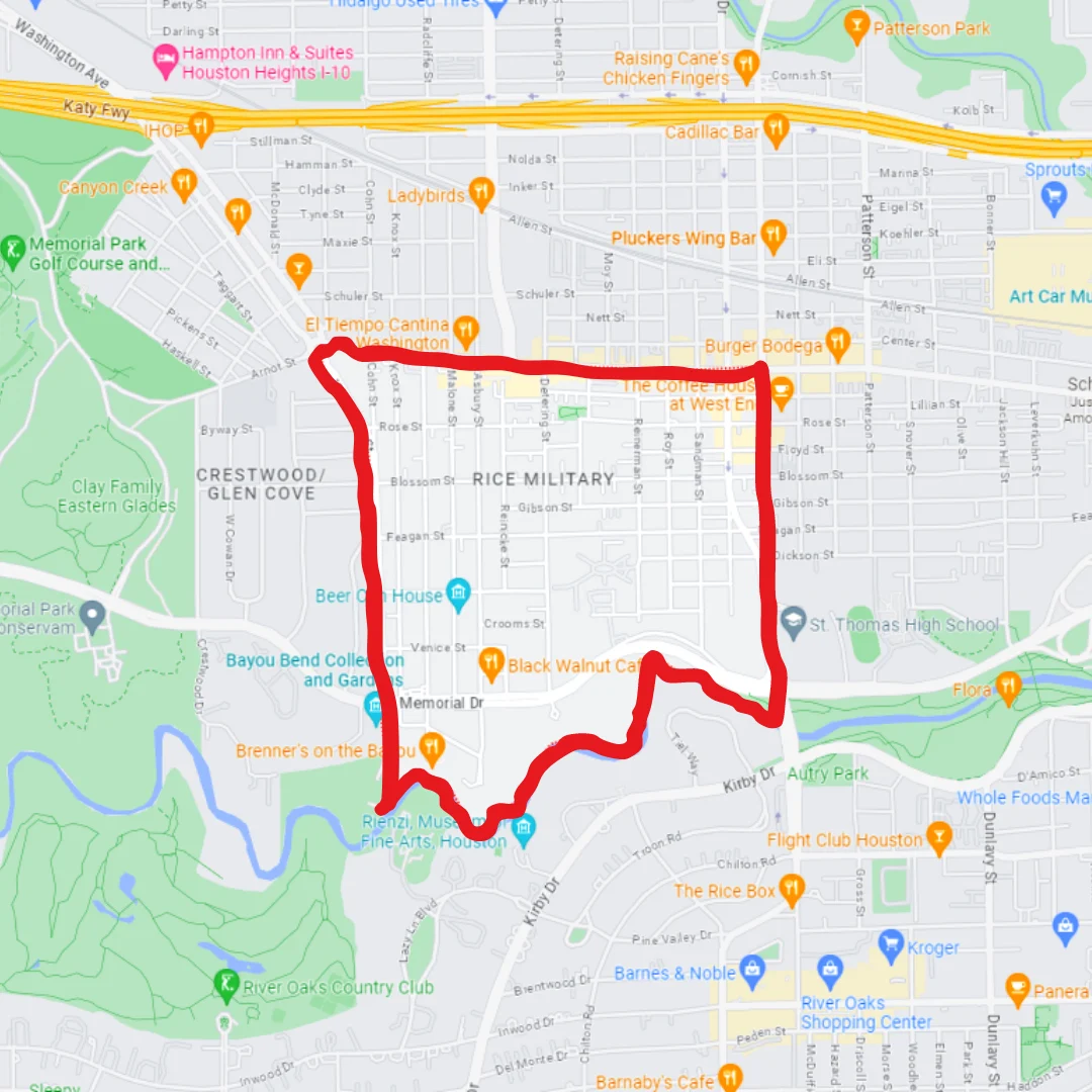 map of rice military houston