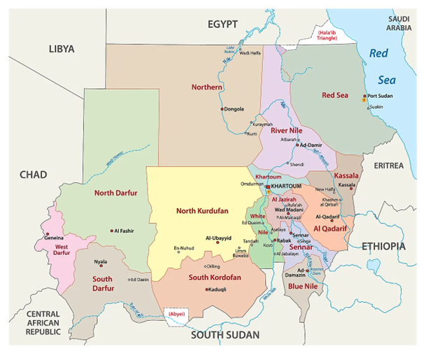 map of south sudan. 