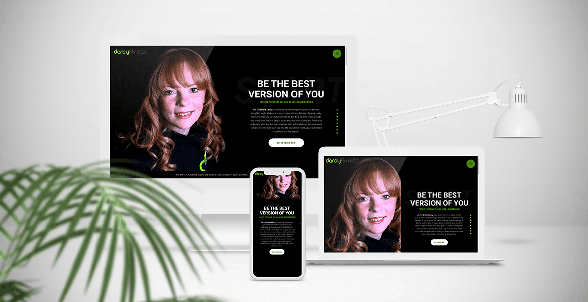 CALVEO 16 Darcy Fitness website mock-up - Personal Trainer website Loughborough