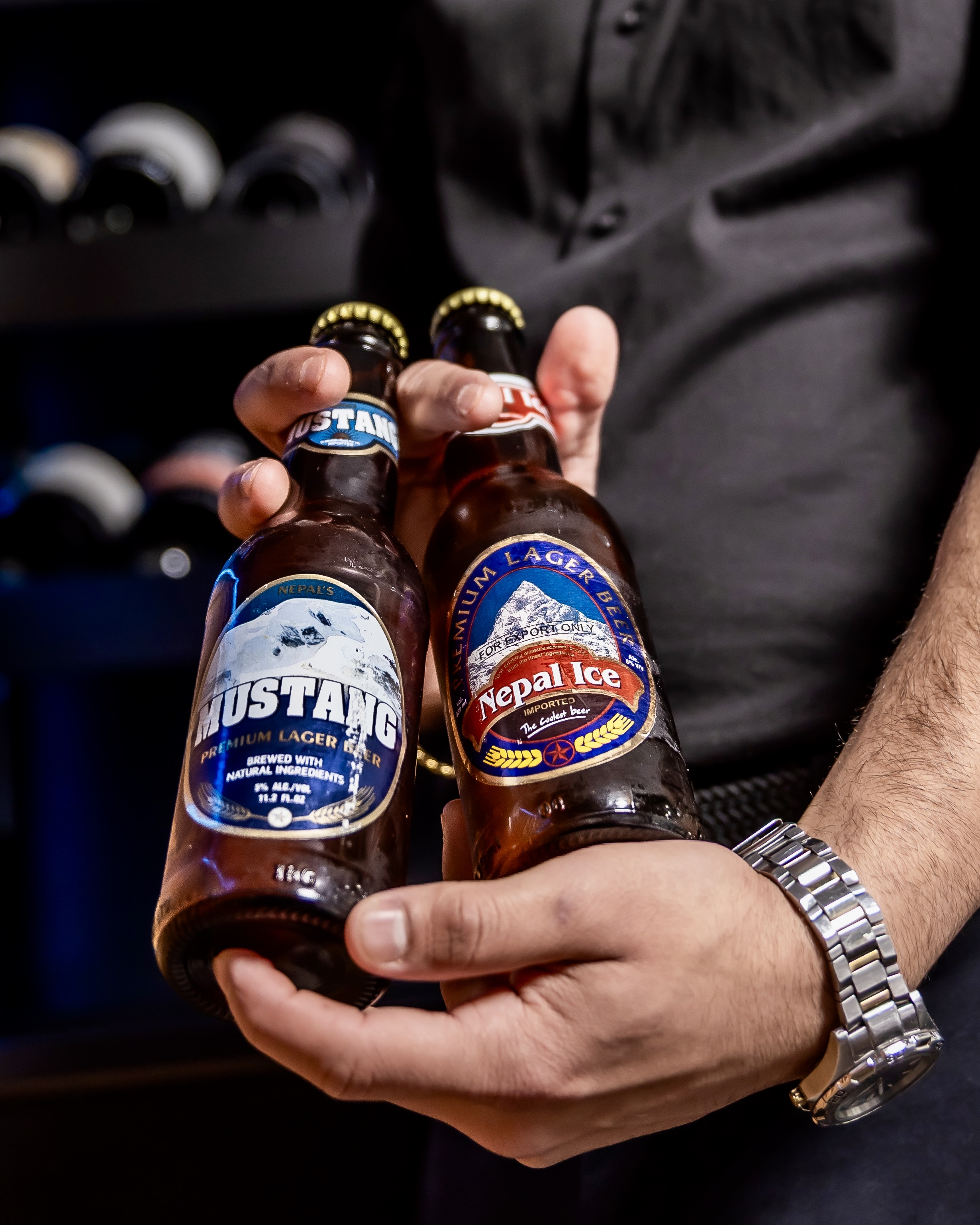Nepalese beers — Mustang and Nepal Ice at Aagaman