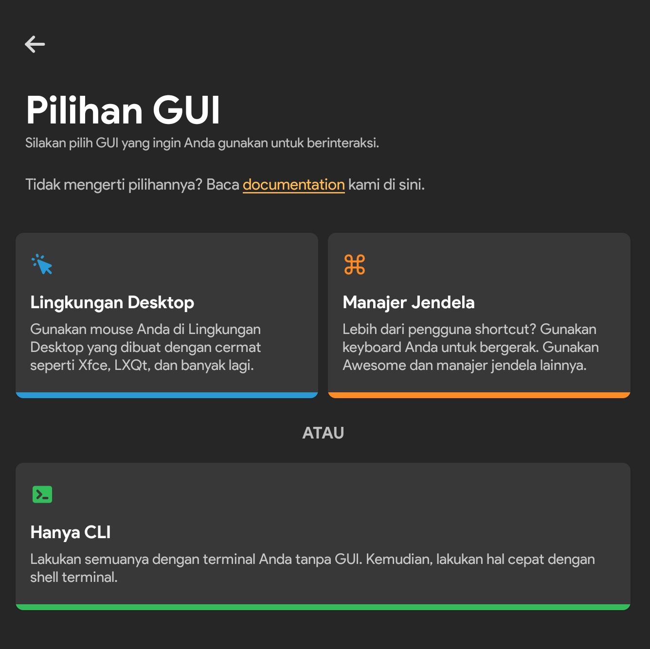 Pilih Lingkungan Desktop - Cara Instal Distro Linux di Android