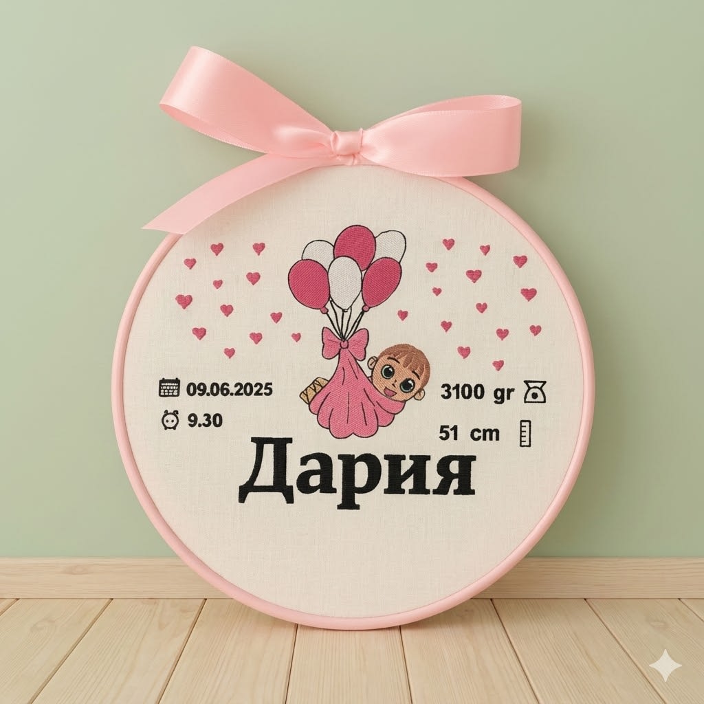 Персонализиран гергеф „Балони“ – Розов