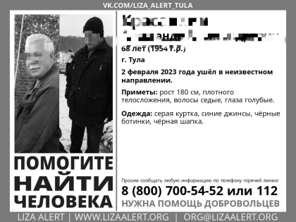 Пропавший в Туле пожилой мужчина найден погибшим