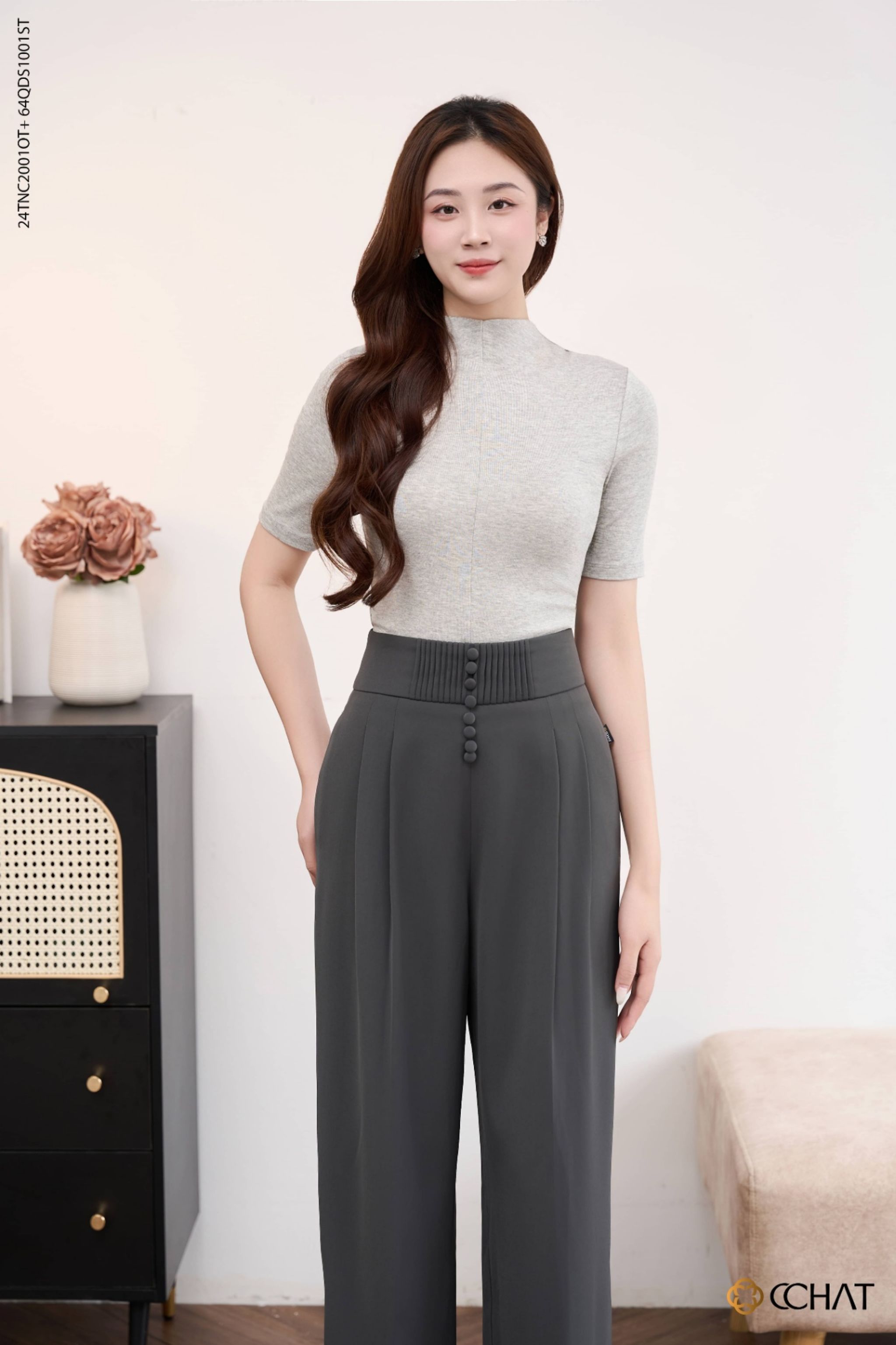 Áo thun cổ leo can dọc