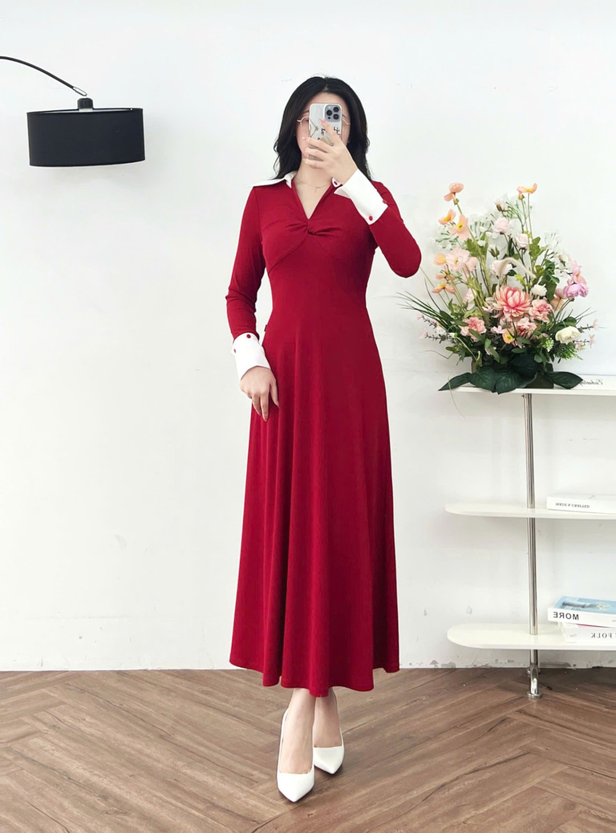 Váy thun cổ V kiểu