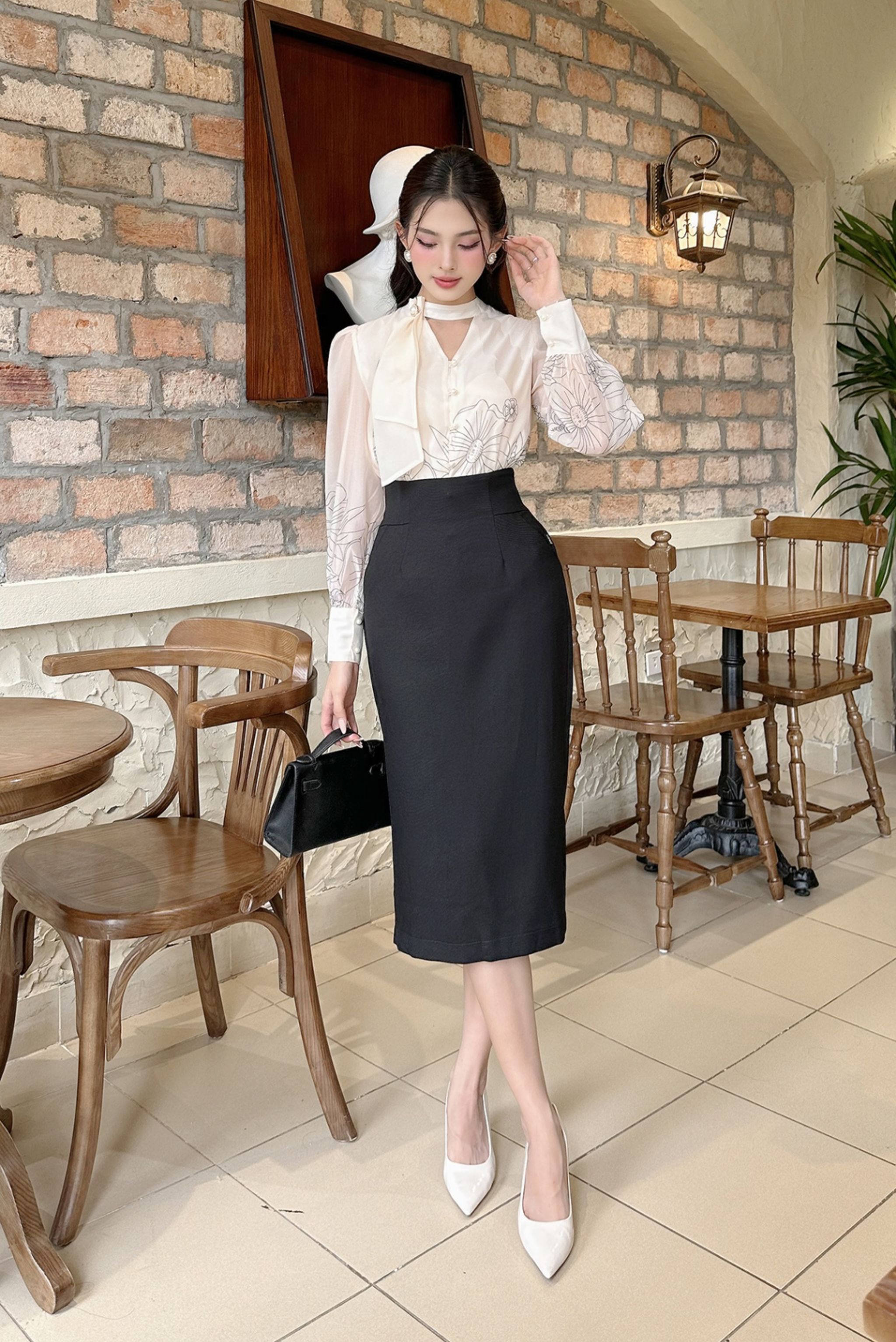 Chân váy pencil cạp bổ