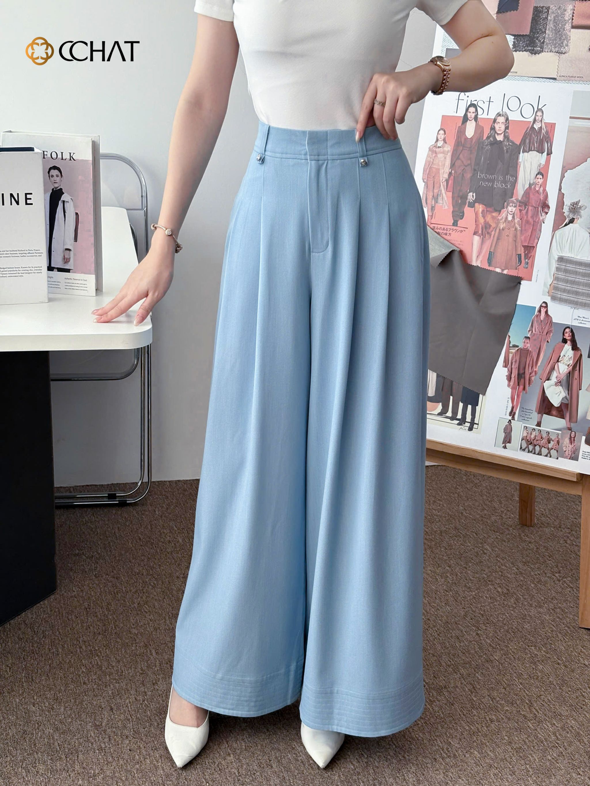 Quần ống rộng Tencel