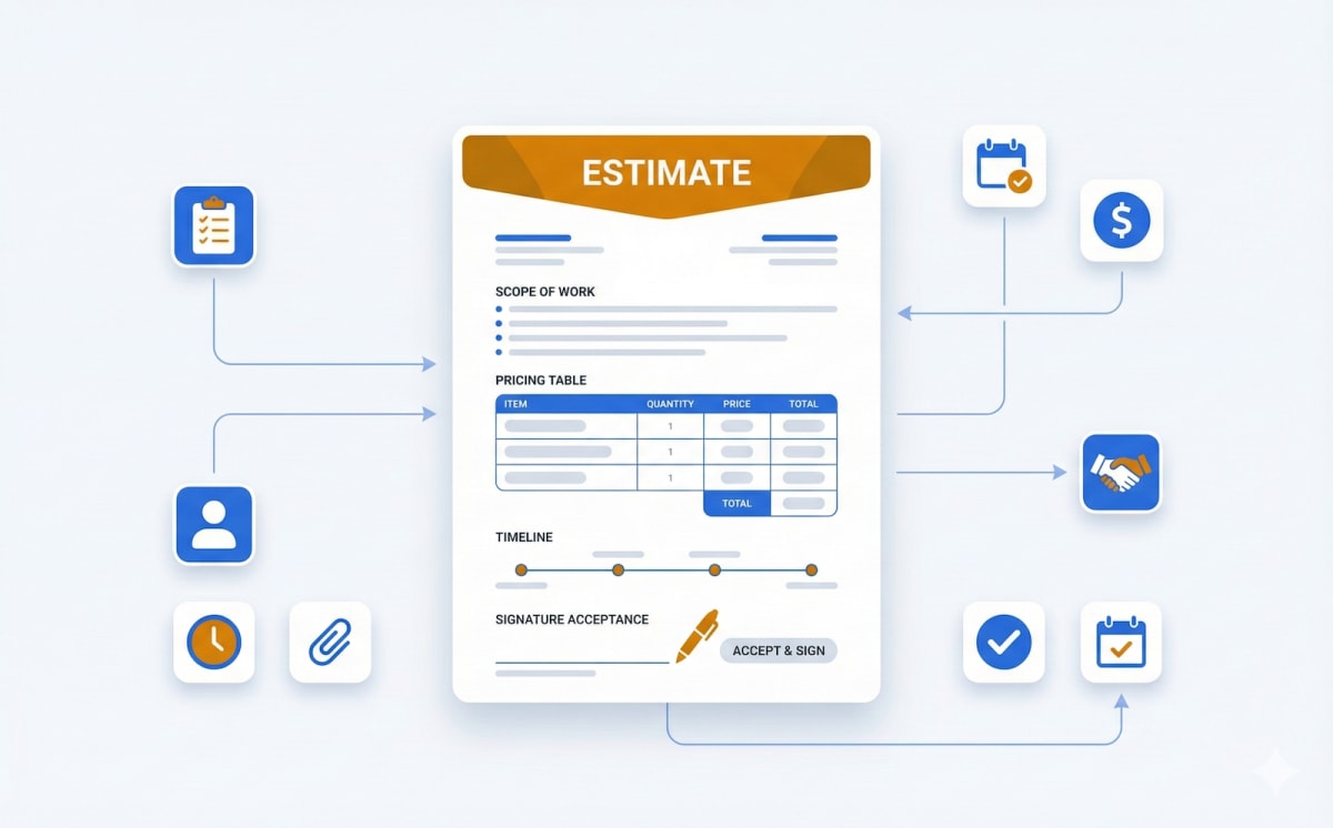 Contractor reviewing estimate document with client