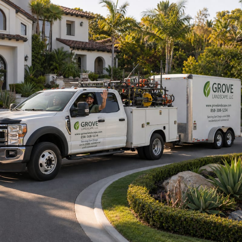 Okason landscaping crew using the app in the field