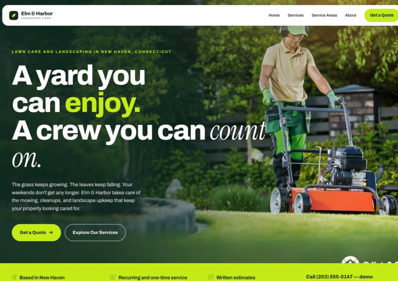 Bold and vibrant landscaping website design
