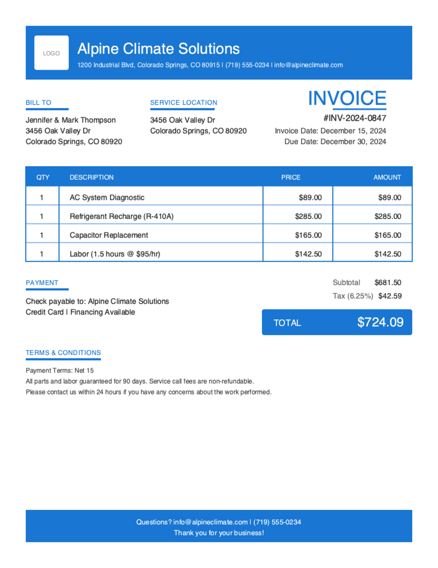 Invoice preview shown in the Bold Branded template style