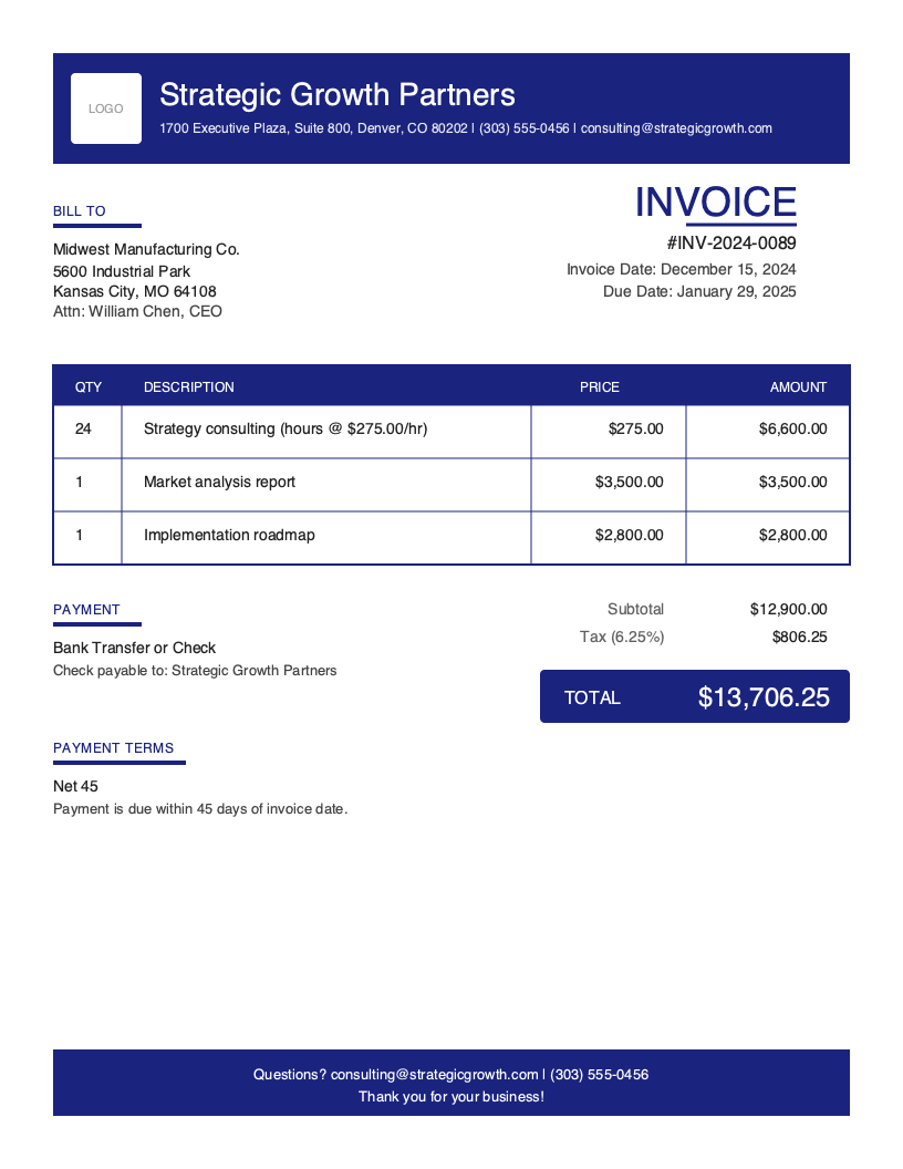 Consulting Invoice Template