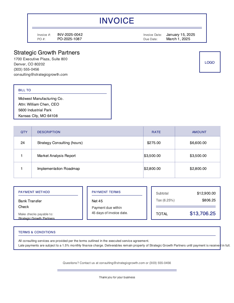 Classic Consulting Invoice Template