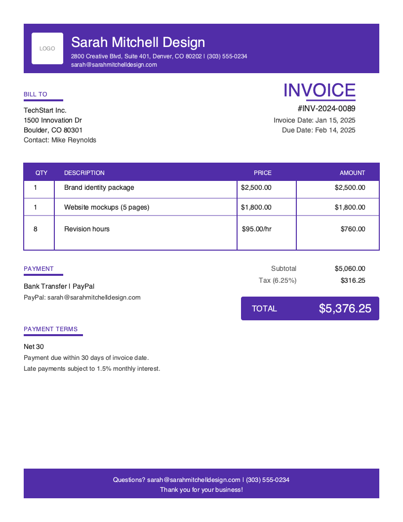 Bold Freelance Invoice Template