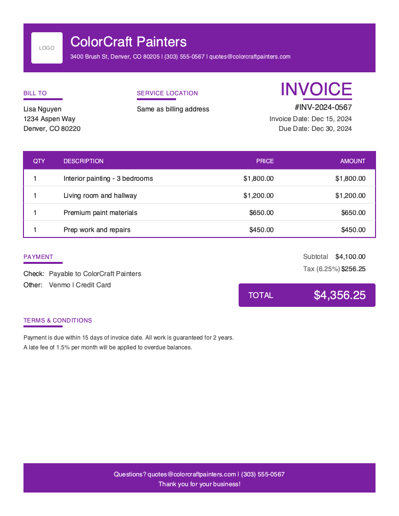 Bold Painting Invoice Template