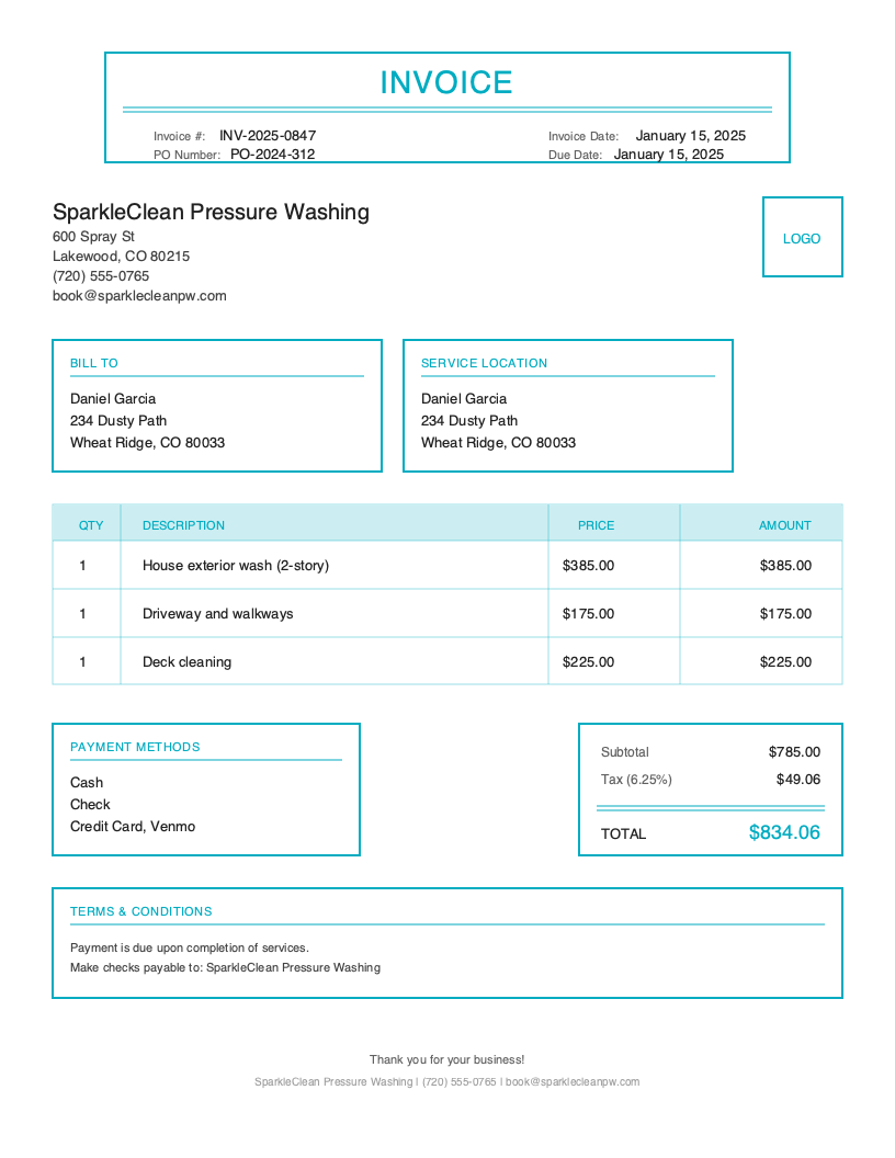 Classic Pressure Washing Invoice Template