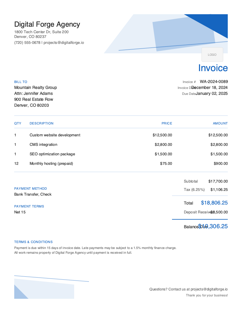 Web Agency Invoice Template
