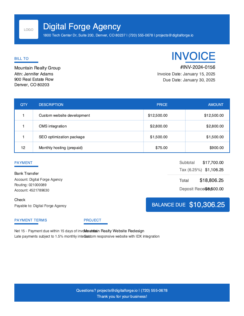 Bold Web Agency Invoice Template
