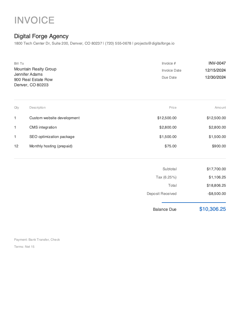 Minimal Web Agency Invoice Template