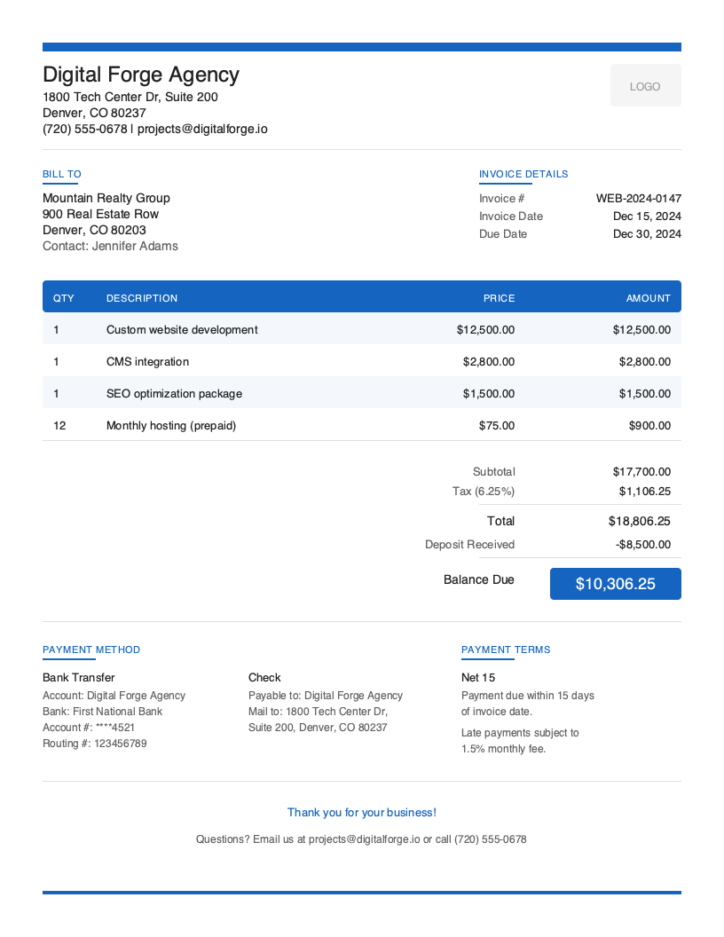 Modern Web Agency Invoice Template