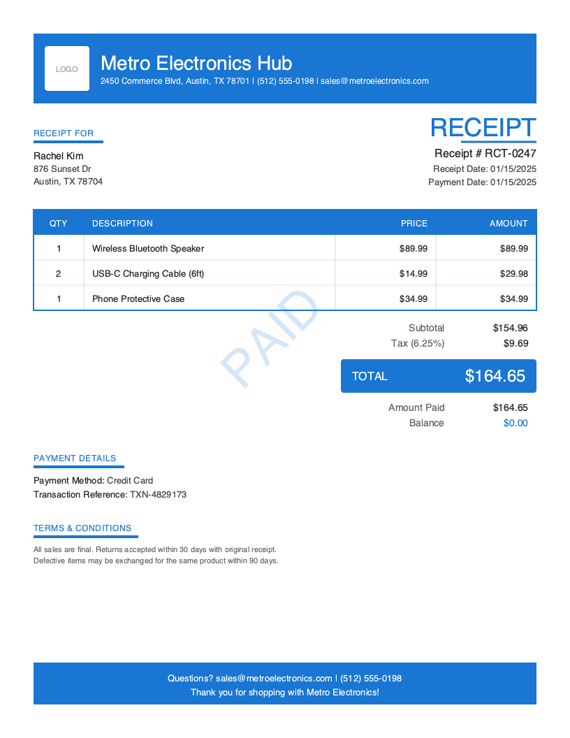 Free Sales Receipt Template