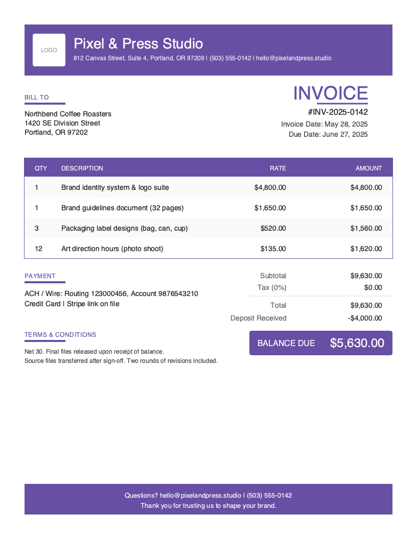 Graphic Design Invoice Template