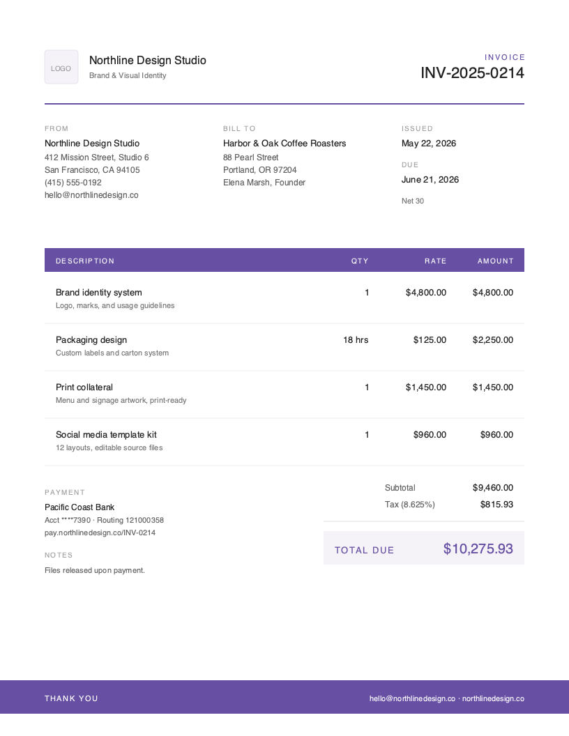 Modern Graphic Design Invoice Template