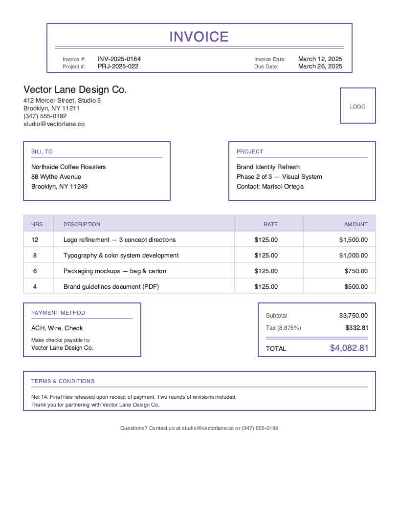 Classic Graphic Design Invoice Template