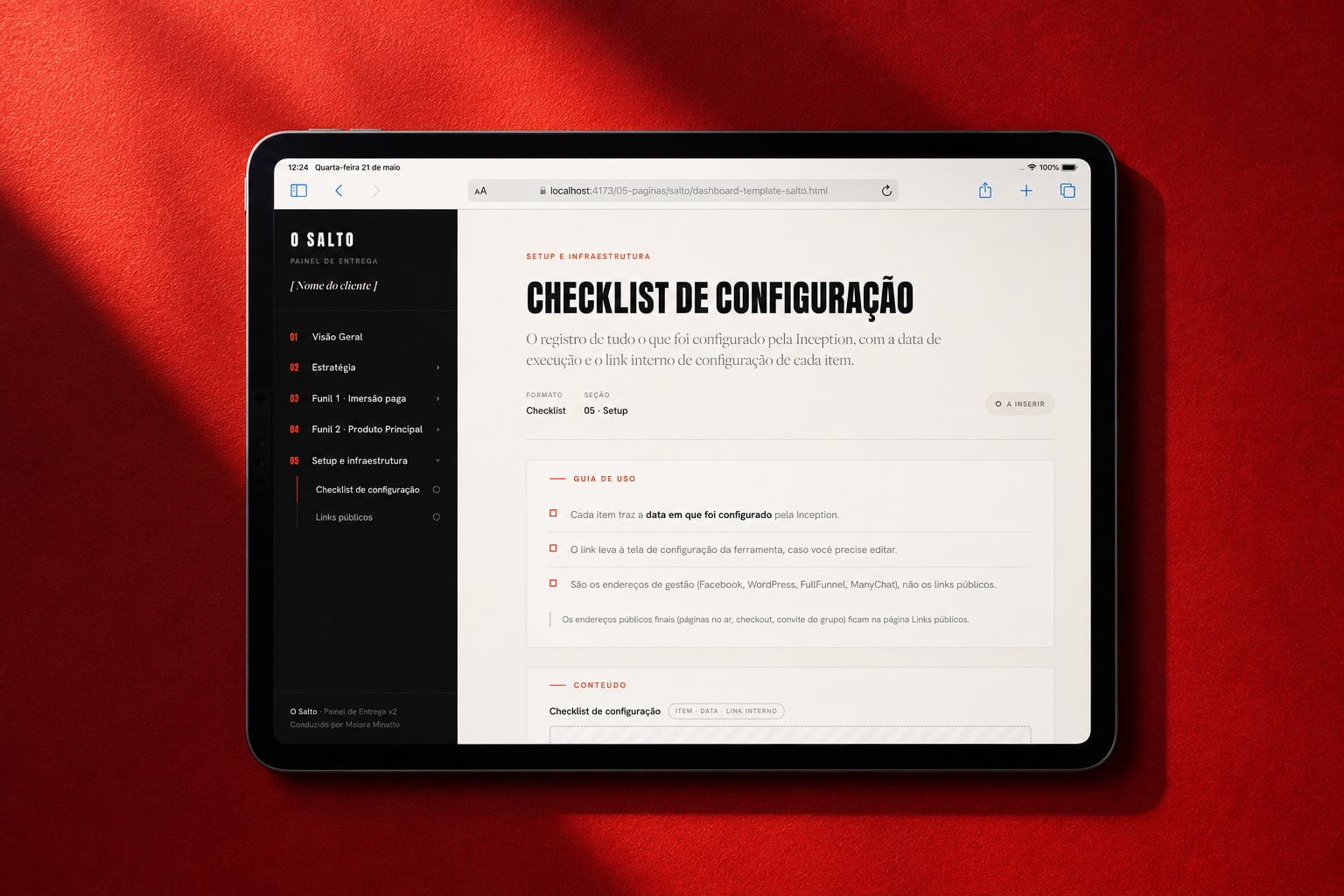 Dashboard O Salto · Checklist