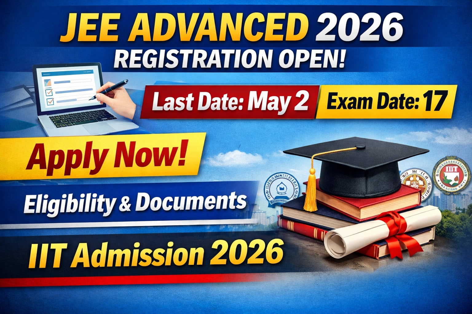 JEE Advanced 2026 Registration Open Apply Online Last Date May 2 Exam Date May 17 Eligibility Documents Required Official Link IIT Admission 2026