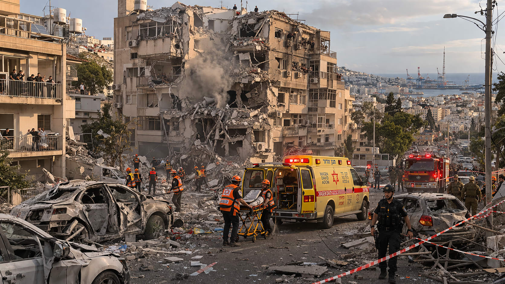 Iran missile attack Haifa Israel residential building strike casualties rescue operation April 2026 war update