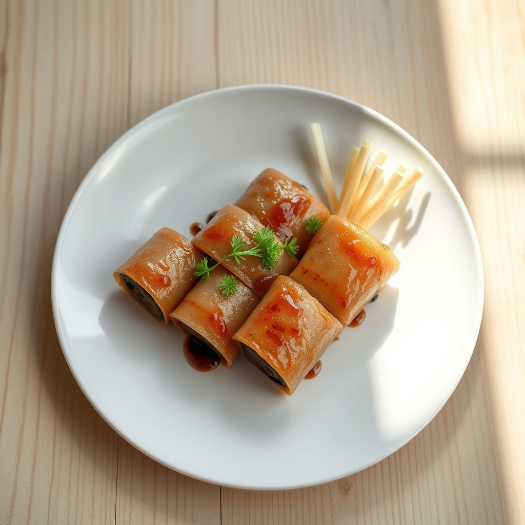 Assembling Beef Enoki Rolls