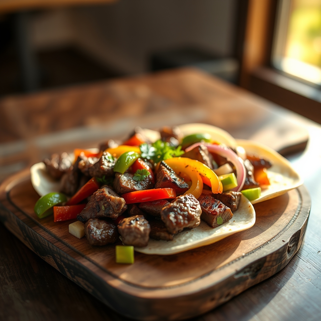 Marinated beef strips for fajitas