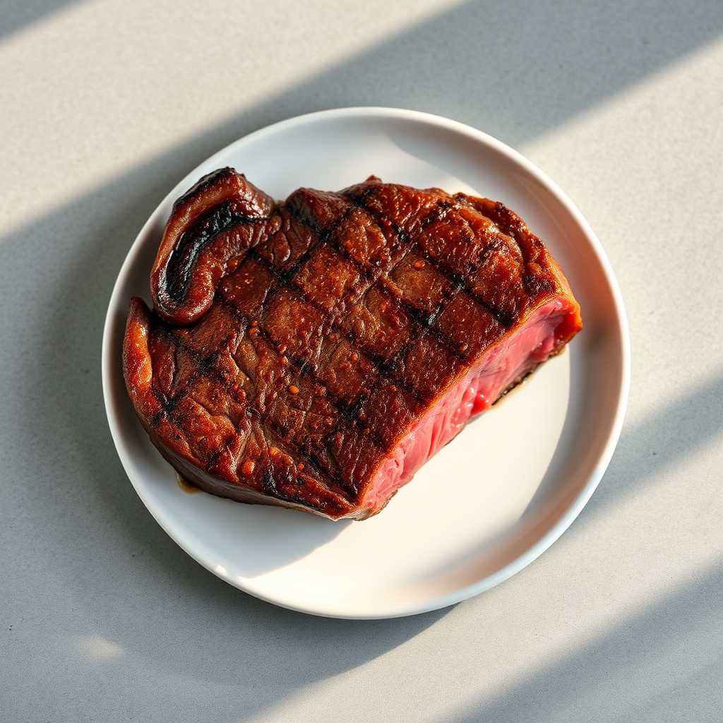 Juicy beef flap meat steak on a cutting board