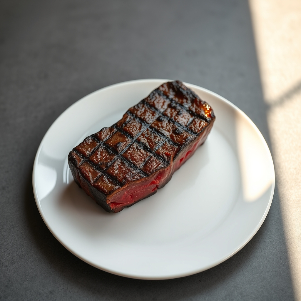 Beef flap meat marinating in a bowl