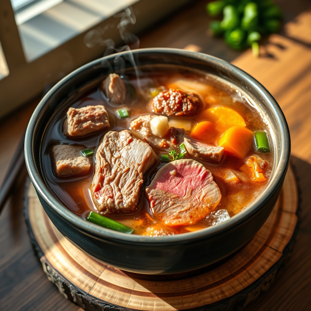 Beef hotpot simmering in a pot