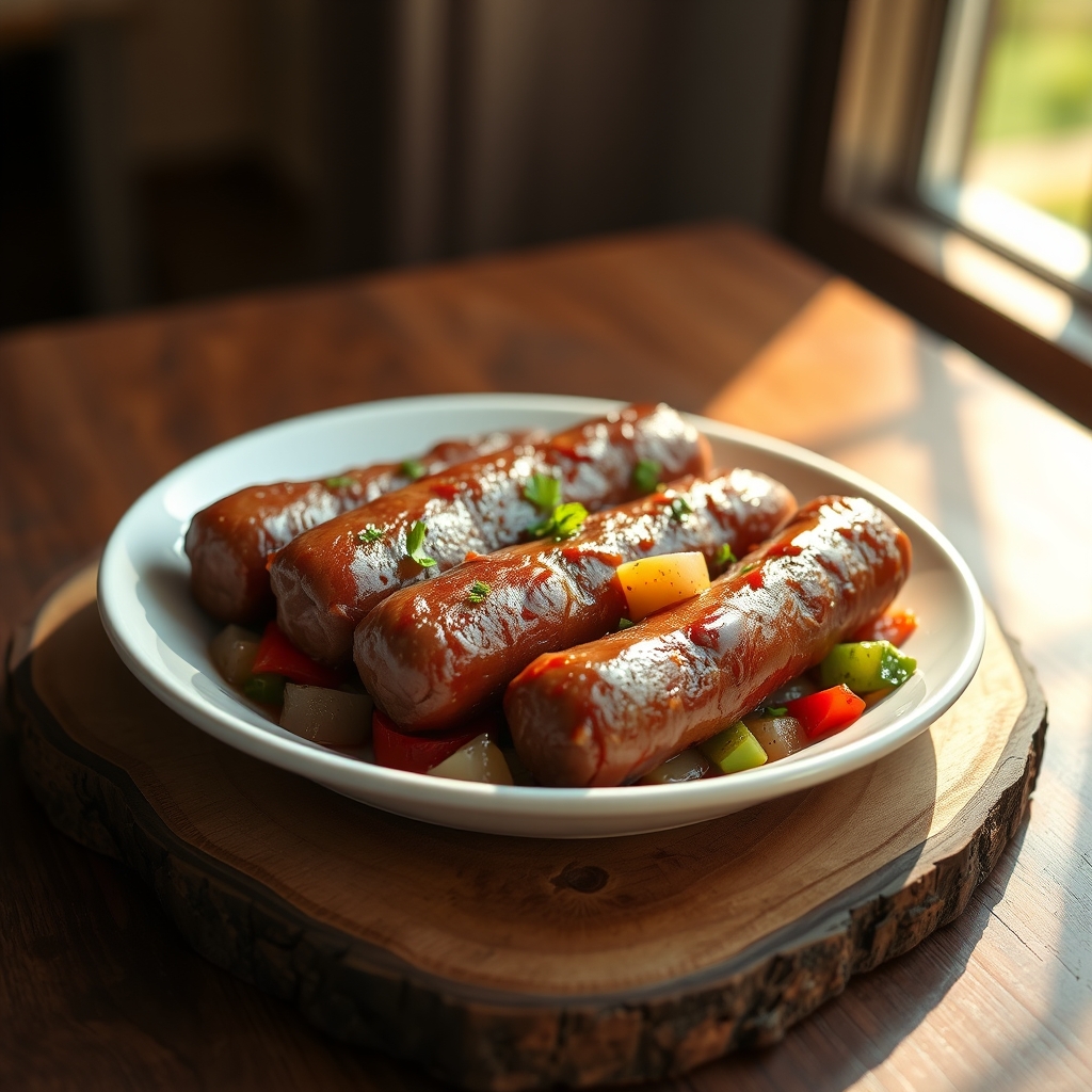 Smoked sausage and potatoes with vegetables